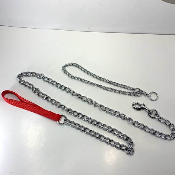 Dog chrome leash and training choke chrome collar - Picture 2 of 2